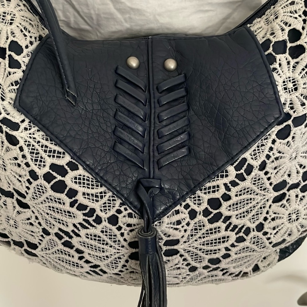 Navy Boho Shoulder Bag with Tassle